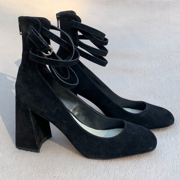 1.State Makal Genuine Suede Strappy Flared Heels Sz8 - Picture 1 of 16